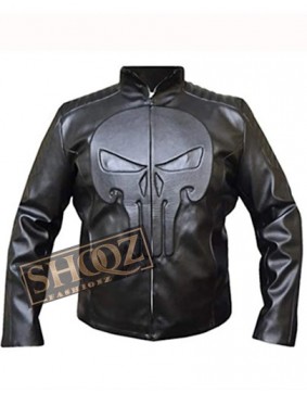 The Punisher Black Skull Biker Jacket